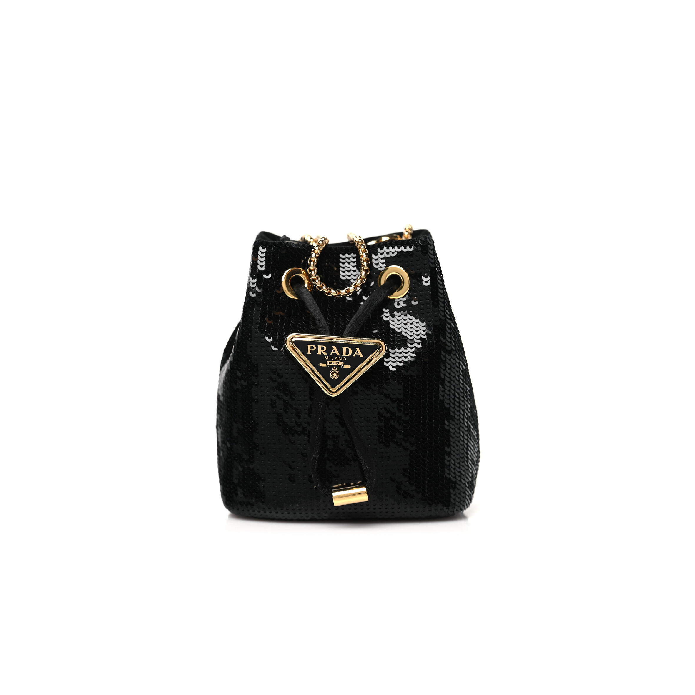 Pra*a black sequined satin mini 1nr016 (12*9*6cm)